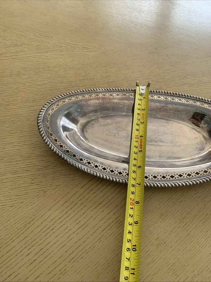 Bandeja para servir Birks Regency plateada ovalada E P cobre 19A Foto 3 de 4