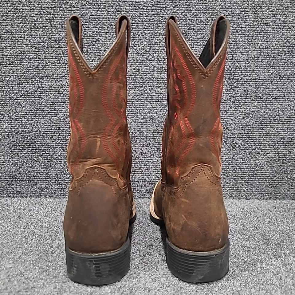 Ariat Quickdraw Western Boots Kids Youth Size 3 Brown / Red Square Toe 10004853 - Image 4 of 4