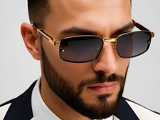 Hip Hop Sunglasses Square Shades Classic Retro Small UV400 Protection Dark Black