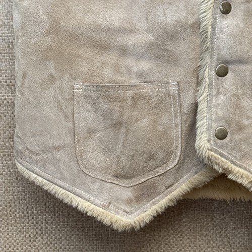 Vintage Scully Suede Vest Sherpa Lining Natural Tan Western Hippie Snap Button - Picture 3 of 7