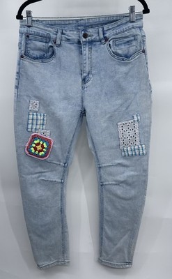 Wiya Sophie Medium Light Blue Patch Work Embroidered Patch Boho Women s Jeans
