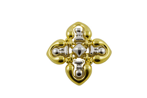 Vintage Pilar Crespi Contessa Stylized Cross Gold Tone & Silver Tone Brooch