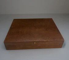 Faux Wood  Anti-tarnish Flatware Silverware Case Storage Chest Blue Lining. Read