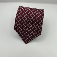 Brooks Brothers 100 Silk USA Made Tie Red Chain Geometric 3.5"x58  