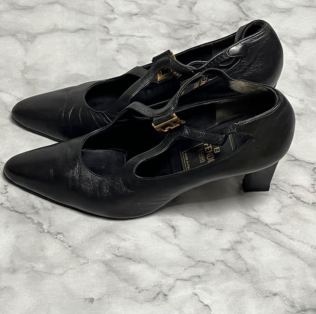 FENDI Shoes Pumps Heel FF EU 35.5 US 5.5 Leather Black Authentic thumbnail 14