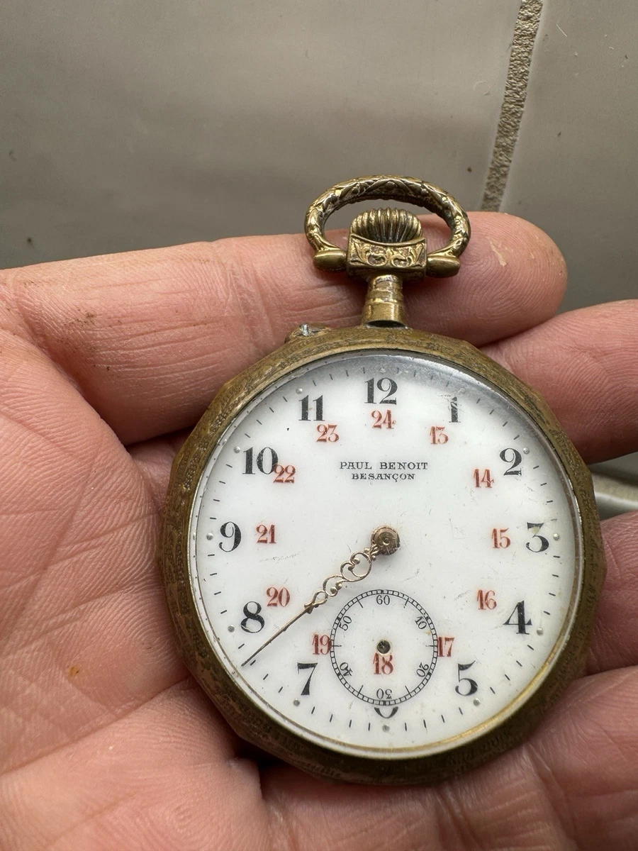 Ancienne Montre à Gousset Plaqué Or - Cadran émaillé - Occasion Vintage