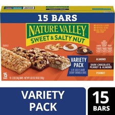 Nature Valley Granola Bars, Sweet and Salty Nut, Variety Pack, 15 Bars, 18 OZ
