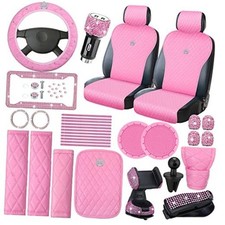 Pink Car Accessories Set Front Car Seat Covers Set Steering Wheel 2 Front Pink Car Accessories Set Front Car Seat Covers Set Steering Wheel 2 Front