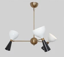 Wall Chandelier Stilnovo Style Three Arm 6 Lights Brass Sputnik  Light Fixture