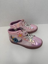 Disney Lilo  Stitch Girls' High Top Light Up Sneakers Pink Glitter Size2