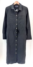 Marks And Spencer Women's Formal Shirt Dress Black Button collared Size 12 R1249