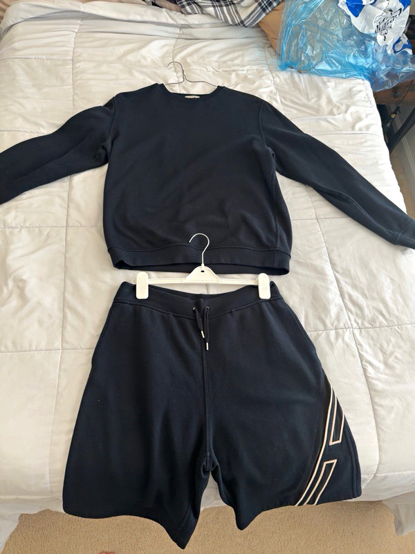 Hermès Men’s Navy blue 2-Piece Fleece Sweatsuit Set L Logo Drawstring