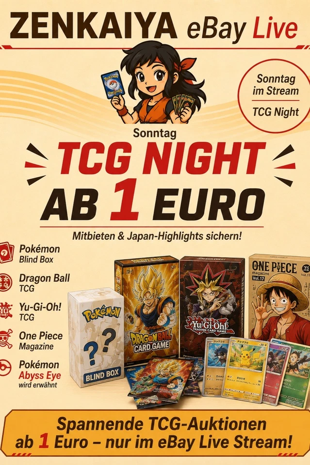 Sonntag TCG Night – Auktionen ab 1 Euro live bei ZENKAIYA