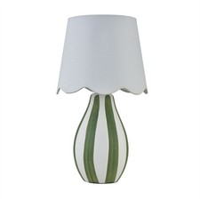 Modern Striped Bedside Lamp Table Lights Ceramic White Fabric Shade