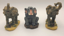 Vintage Decorative POLYSTONE Wild Animals Elephant Collection Set of 3