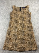 VTG Hillard Hanson Womens 6 Mini Shift Dress Boat Neck Animal Print 00s Y2K 90s
