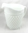 VTG Anchor Hocking White Milk Glass Hobnail Drink Pitcher 8" Tall #12 MCM Retro