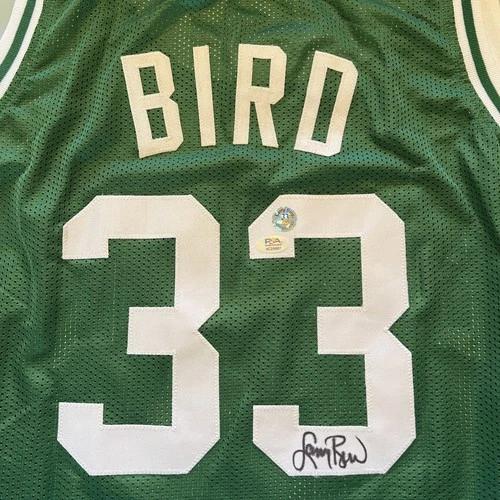 Larry Bird Autographed Custom Green Boston Basketball Jersey PSA BIRD COA
