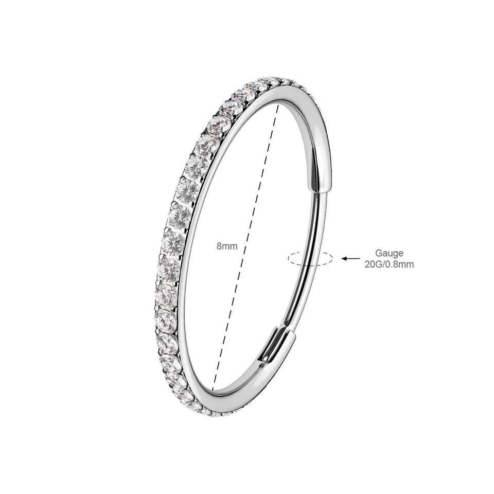 Septum Clicker Surgical Steel CZ 20G 18G 16G Helix Cartilage Lobe Snug Piercing - Image 2 of 4