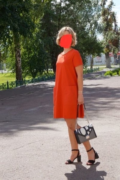 Women Dress Orange Cotton 36