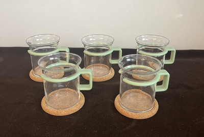 5 Bodum Bistro Glass Espresso Coffee Tea Cups/Mugs w/6 coasters   Captain Picard