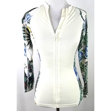 Hurley Women's One  Only Lanai Zip Front Rash Guard Swimsuit Top Size XS