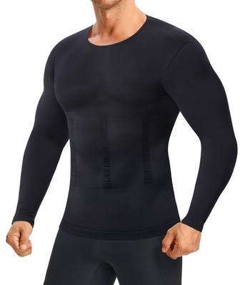 Nebility Shapewear Men Long Sleeve Compression Shirt - Slimming Body Shaper T...