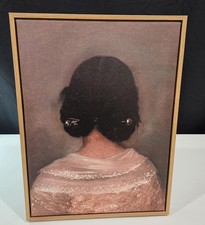 Vintage Framed Wall Art, Woman Back Portrait Canvas 12x16 in