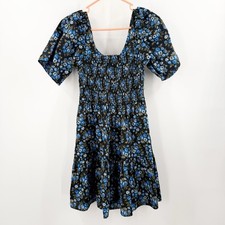 Gap Dress Women's Size Extra Small Puff Sleeve Smock Floral Mini Blue Ditsy