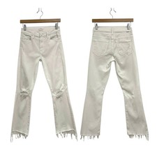 MOTHER Insider Crop Step Fray Mini Flare Bootcut Jeans Cracked Slipper - Size 25