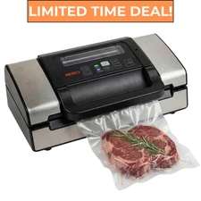 Nesco Deluxe Dual Vacuum Sealer  Dual Pump  Double Seal  Roll Storage & Cutter