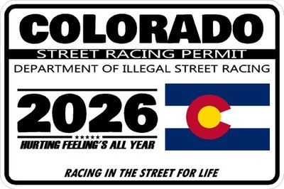 Colorado Street Racing Permit Car Truck Window Sticker Drag Racing Stickers