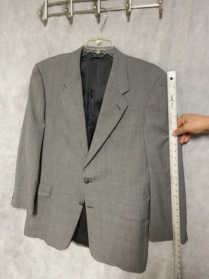 Traje Gieves & Hawkes Hombre 44L Gris Pata de Gallo Franela 1 Fila Savile 37x32.5 Lujo Foto 4 de 4
