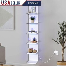 7 Tier Wall Shelf RGB LED Lights Vertical Storage Display Sturdy Home Decor New