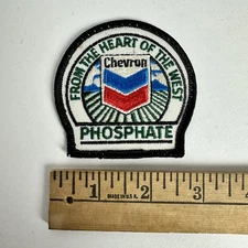 VINTAGE CHEVRON PHOSPHATE EMBROIDERED PATCH GAS OIL FARMING FARM