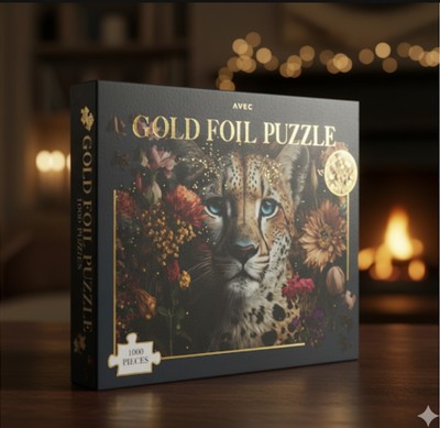 ''Mystic Cheetah'' Gold-Foil-Puzzle   1000 Teile Kunstwerk, Tier, Gepard Puzzel