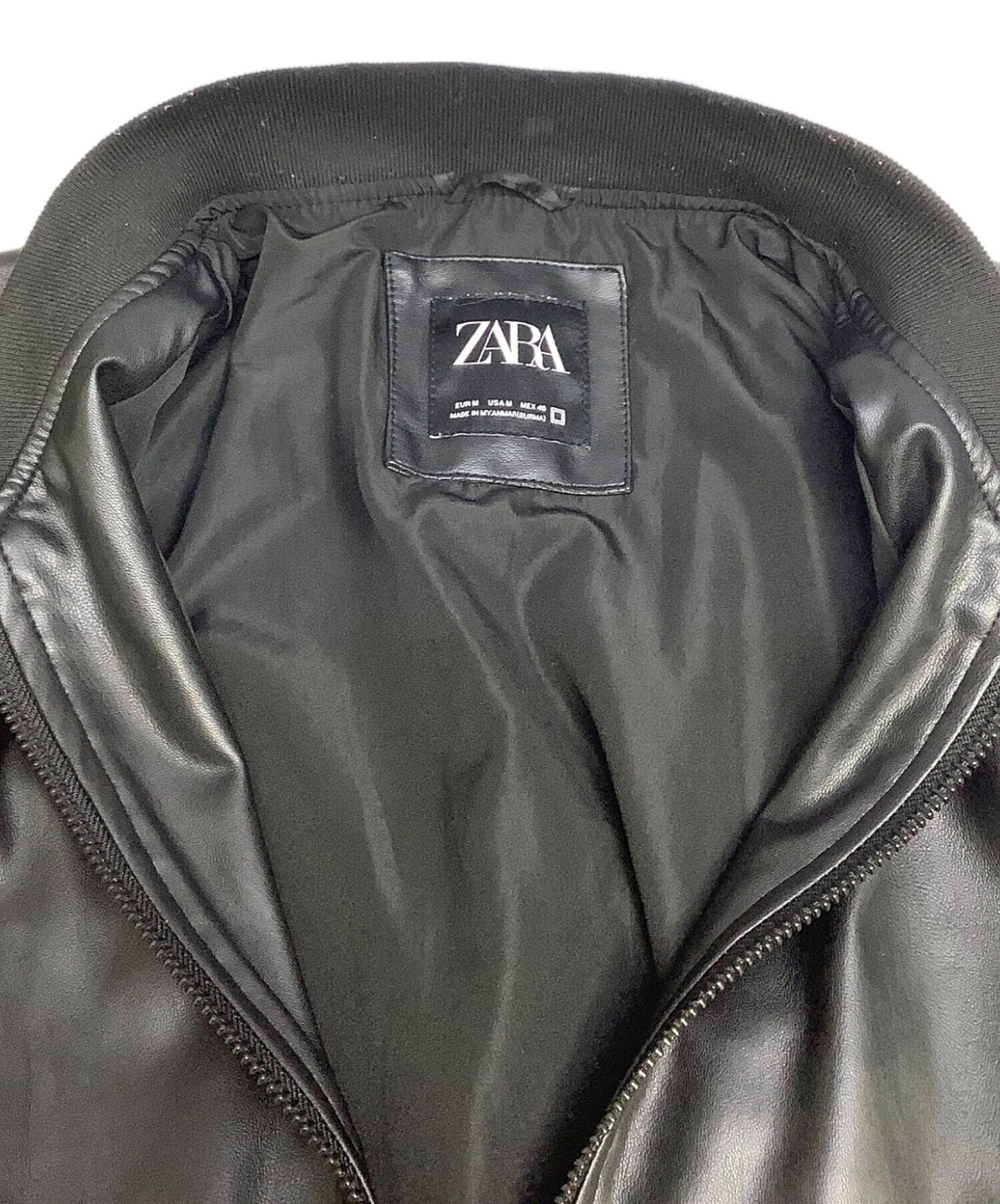ZARA Faux Leather Jacket Men's Size M Black image 4