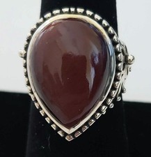Artisan Crafted Sterling Bold Pear-shaped Tiger Eye Ring Size 8