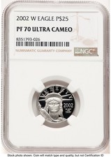 2002-W Proof Platinum Eagle 1/4 oz Brown Label NGC PF70 3060.00 per troy oz