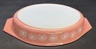 Pink Daisy Pyrex Oval Open Baker Casserole Dish 1.5 qt Vintage Mid-Century MCM