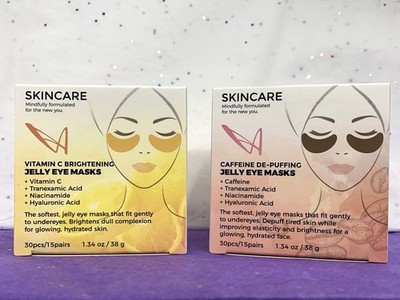 2 Boxes, Total 30 Pairs, Vitamin C Caffeine Niacinamide HA Under Eye Patches
