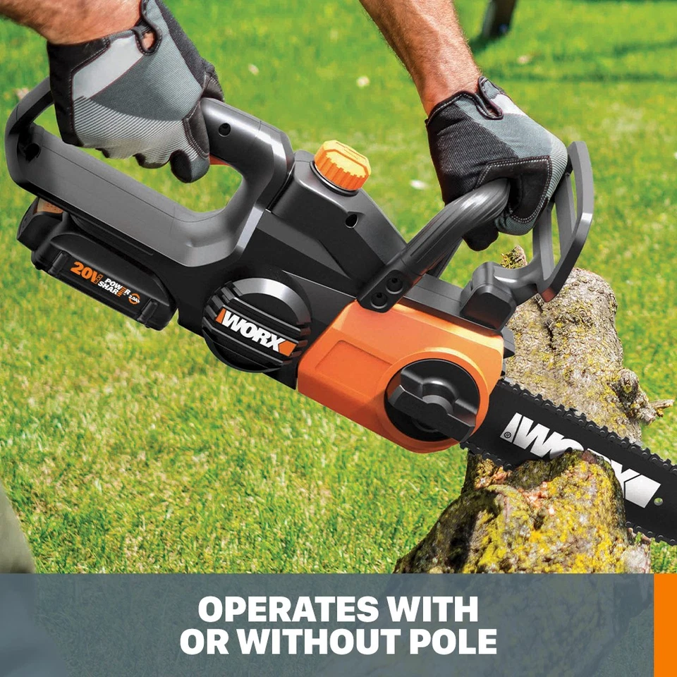 WG323 Worx 20V PowerShare 10" Cordless Pole Saw & Chainsaw with Auto-Tension - Image 4 of 4