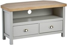 Home Source Corner TV Stand Entertainment Cabinet Television Unit, Oak Effect