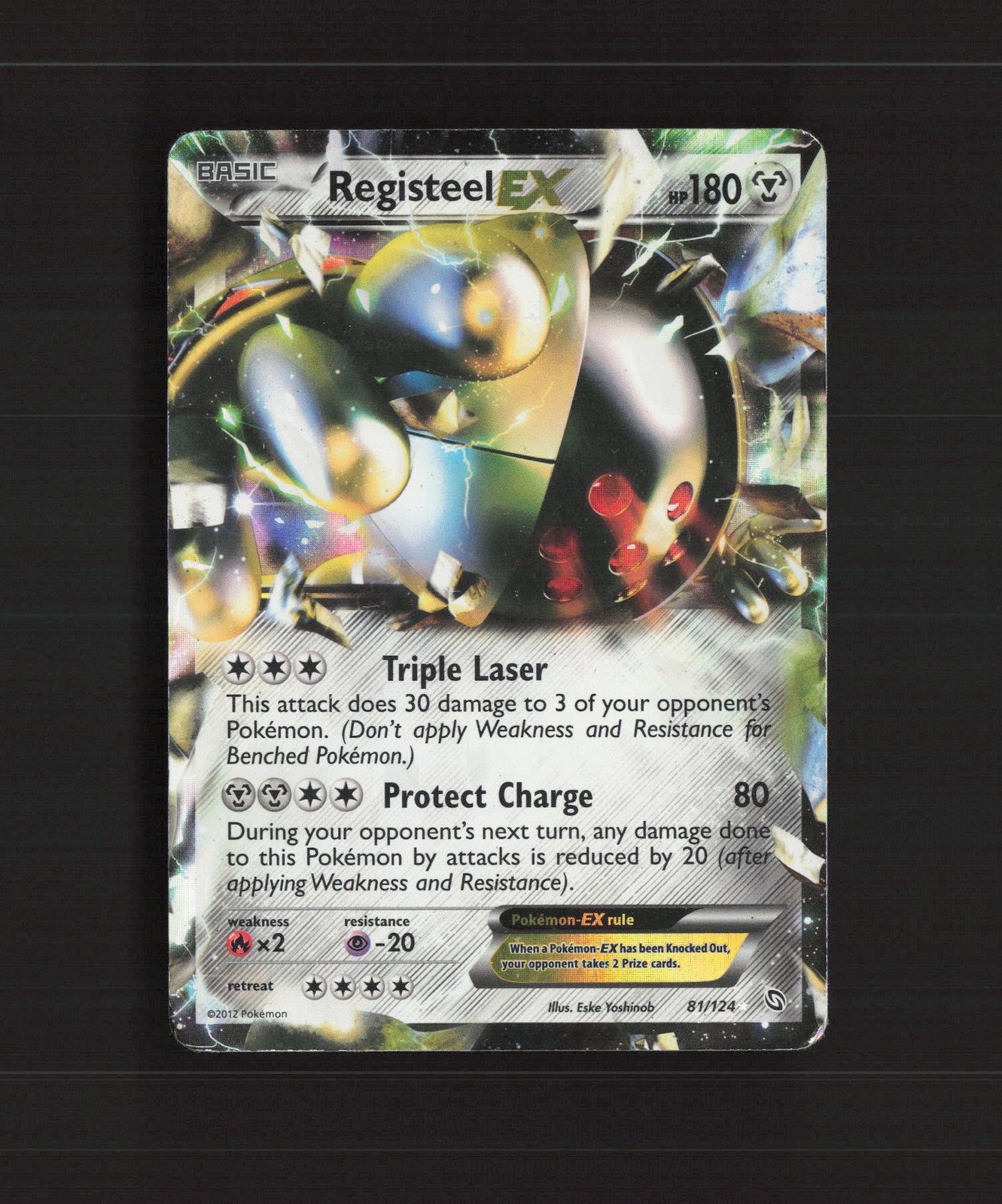 Registeel EX 81/124 Dragons Exalted Ultra Rare Holo Pokemon Card DMG