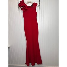 NWT Lulus Lucette Red Sleeveless Ruffled Mermaid Maxi Dress Wedding Holiday Sz L