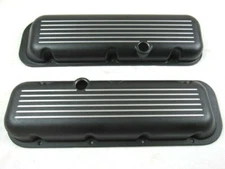 Chevy 396 454 502 Short Ball Mill Alum. Valve Cover Set w/ Holes Black E41108BK