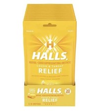 Halls ECONOMY PACK Honey Lemon Cough  Throat Relief 70 Cough Drops - SUGAR FREE