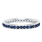 Eternity 0.50 Cts Round Blue Sapphire Women Ring 925 Silver For Graduation Gift