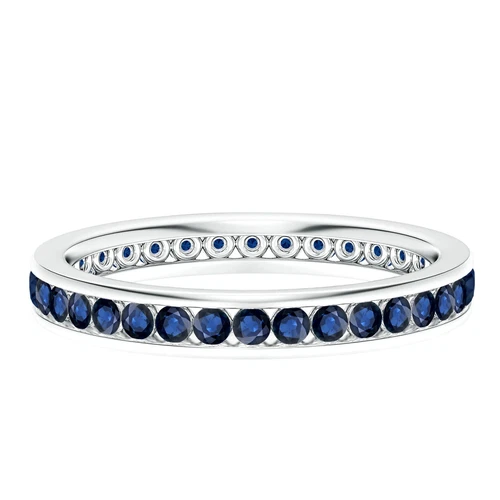 Eternity 0.50 Cts Round Blue Sapphire Women Ring 925 Silver For Graduation Gift