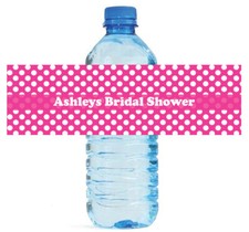 100 Pink Polka Dot Wedding Anniversary Engagement Party Water Bottle labels